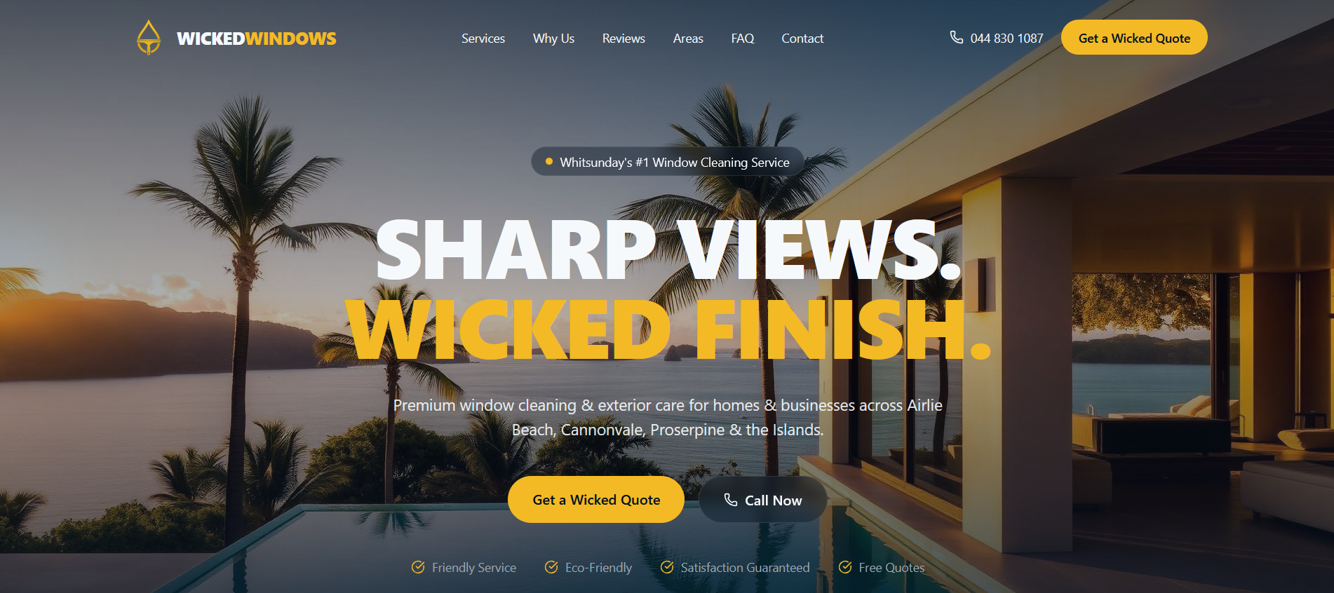 Wicked Windows website example built by LocalSitePro